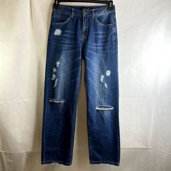 Midiross Boyfriend Distressed Straight Leg Jean Mid Rise Denim Size Small - Picture 4 of 7